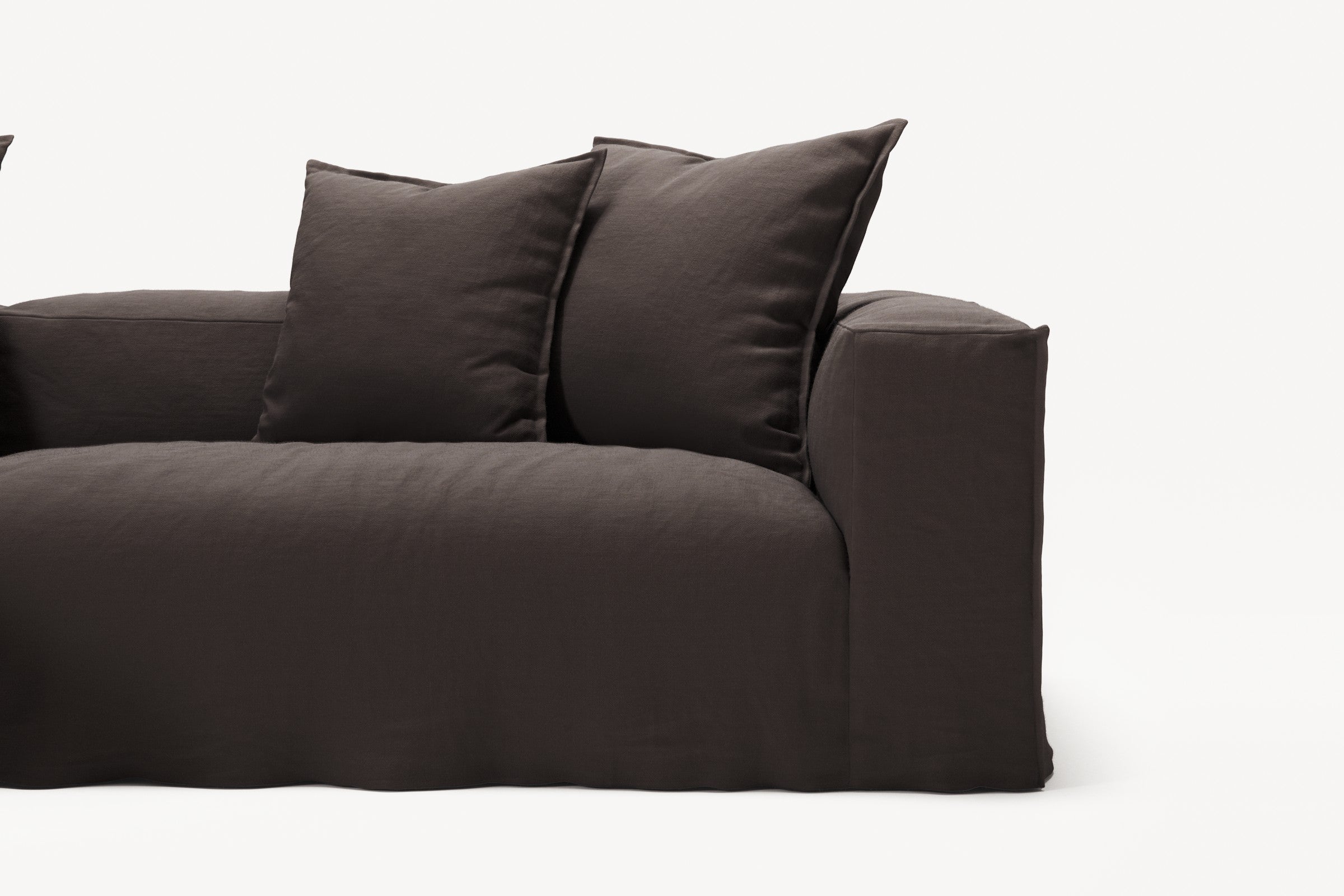 NOMAD - 3 Seater with Chaise Lounge - Left - Pure Linen Truffle Brown