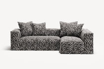 NOMAD - 3 Seater with Chaise Lounge - Right - Chenille Jacquard Zebra Black White