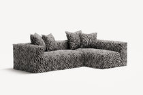 NOMAD - 3 Seater with Chaise Lounge - Right - Chenille Jacquard Zebra Black White