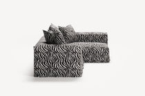 NOMAD - 3 Seater with Chaise Lounge - Right - Chenille Jacquard Zebra Black White