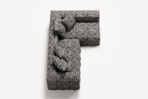 NOMAD - 3 Seater with Chaise Lounge - Right - Chenille Jacquard Zebra Black White