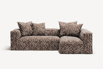 NOMAD - 3 Seater with Chaise Lounge - Right - Chenille Jacquard Zebra Brown White
