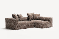 NOMAD - 3 Seater with Chaise Lounge - Right - Chenille Jacquard Zebra Brown White