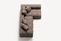 NOMAD - 3 Seater with Chaise Lounge - Right - Chenille Jacquard Zebra Brown White