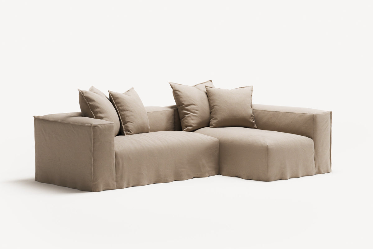 NOMAD - 3 Seater with Chaise Lounge - Right - Brushed Cotton Sandy Beige