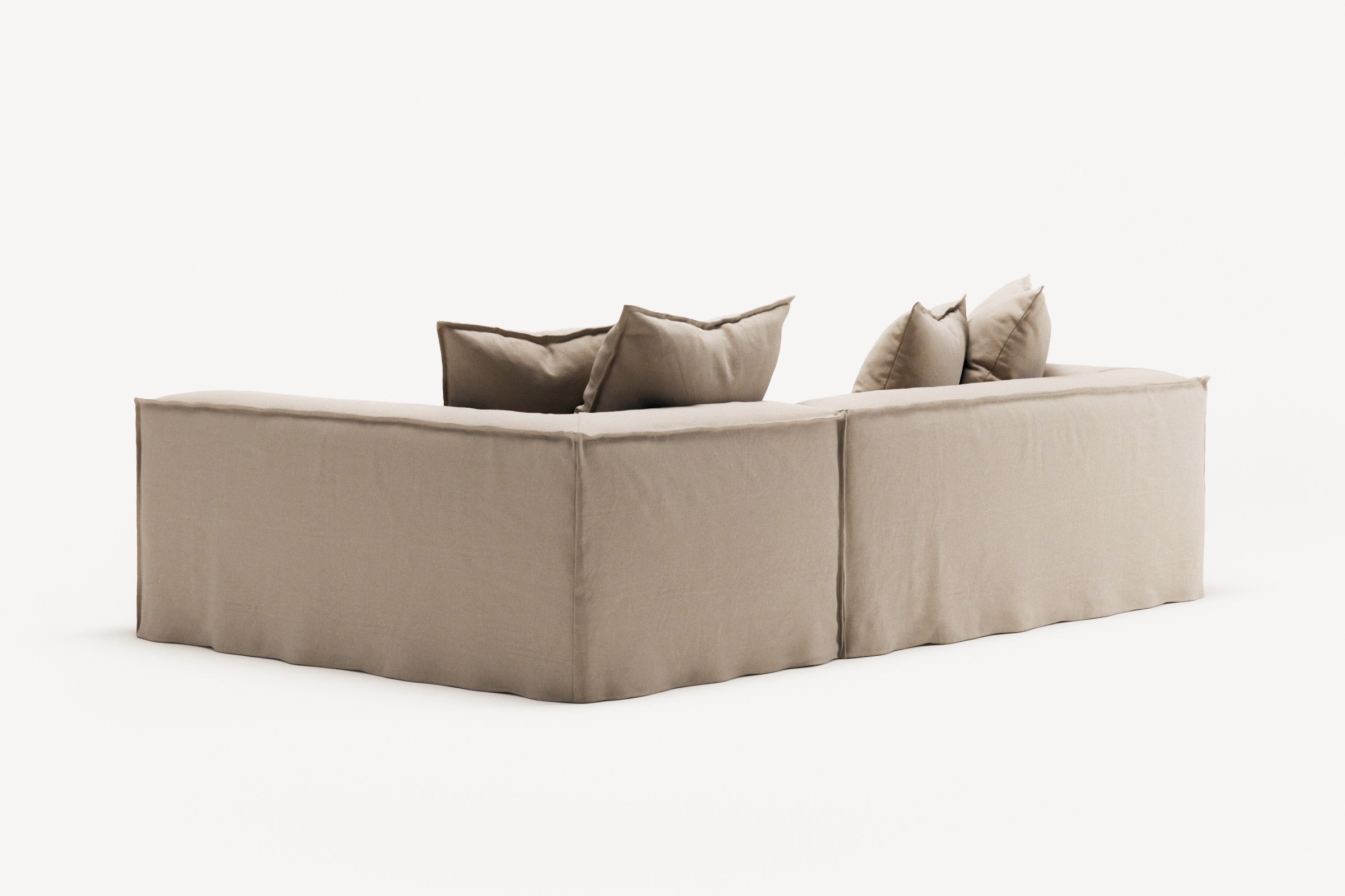 NOMAD - 3 Seater with Chaise Lounge - Right - Brushed Cotton Sandy Beige