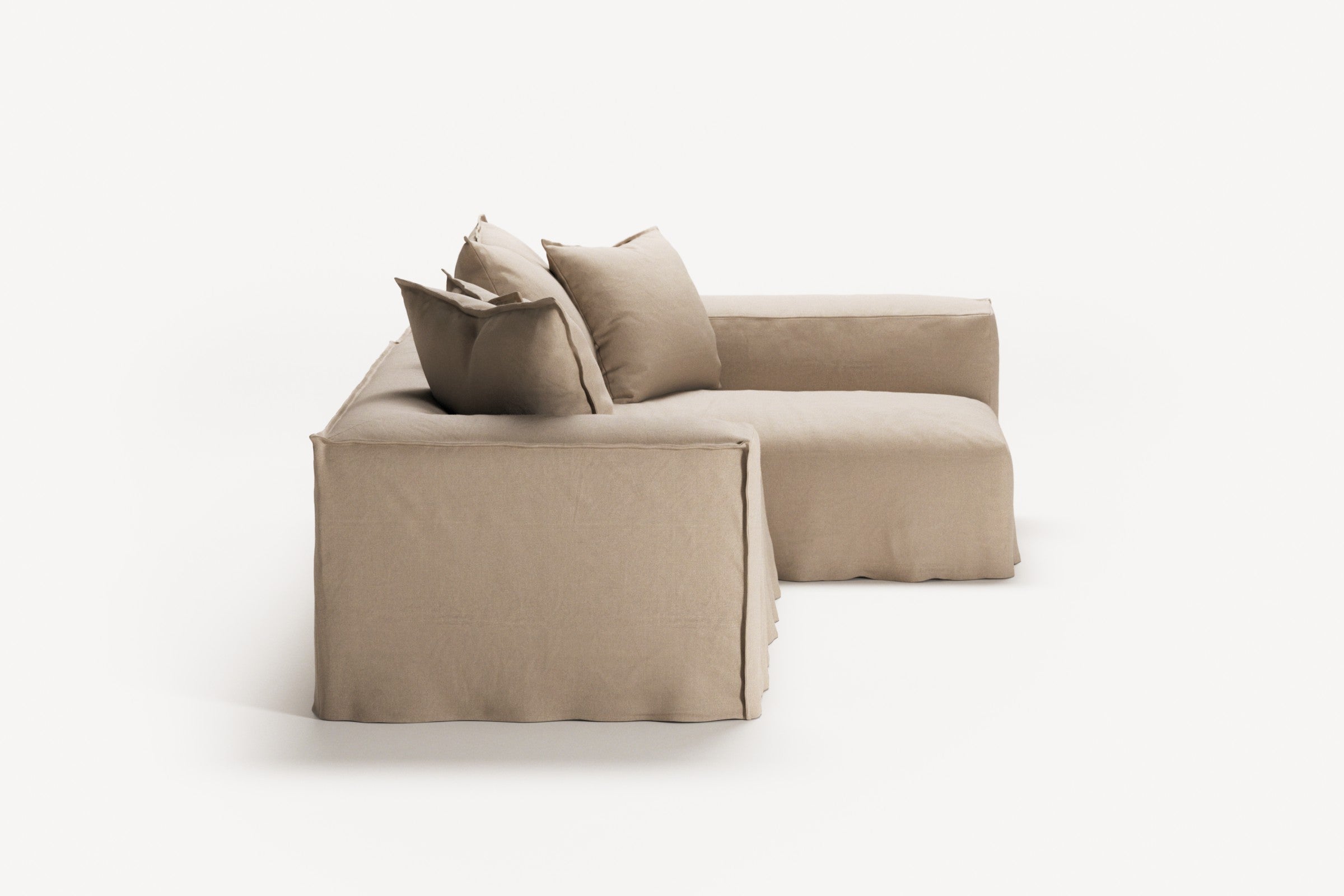 NOMAD - 3 Seater with Chaise Lounge - Right - Brushed Cotton Sandy Beige
