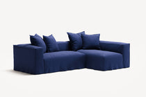 NOMAD - 3 Seater with Chaise Lounge - Right - Brushed Cotton Dark Blue