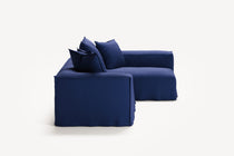 NOMAD - 3 Seater with Chaise Lounge - Right - Brushed Cotton Dark Blue