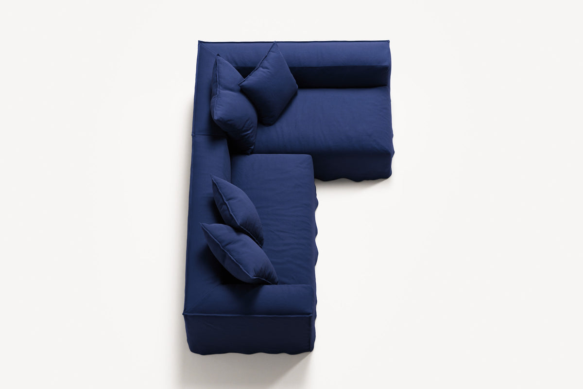NOMAD - 3 Seater with Chaise Lounge - Right - Brushed Cotton Dark Blue