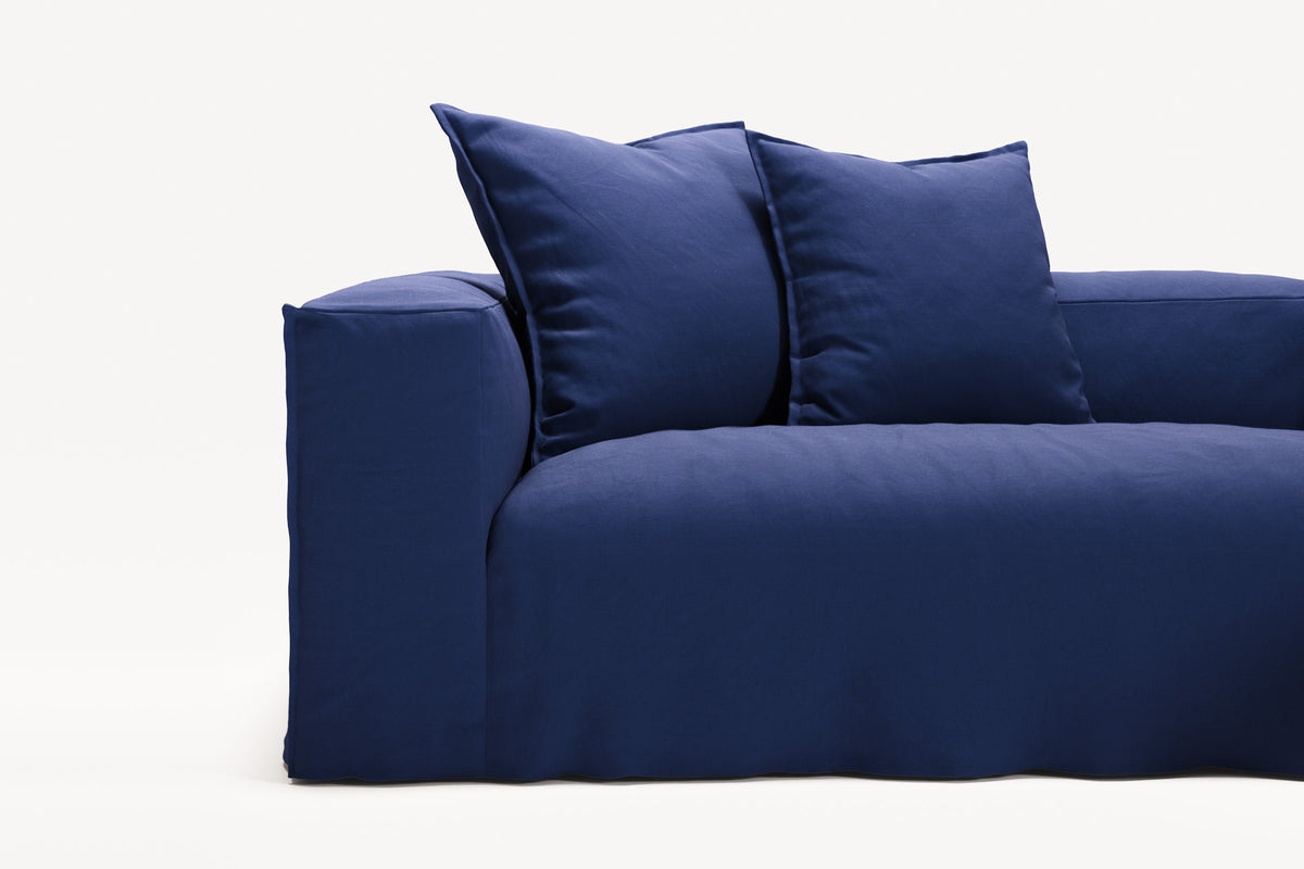 NOMAD - 3 Seater with Chaise Lounge - Right - Brushed Cotton Dark Blue