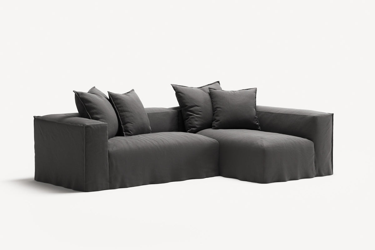 NOMAD - 3 Seater with Chaise Lounge - Right - Brushed Cotton Dark Gray