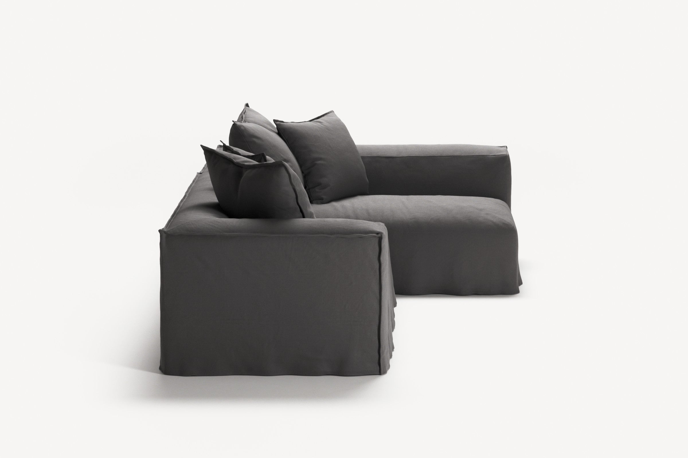 NOMAD - 3 Seater with Chaise Lounge - Right - Brushed Cotton Dark Gray