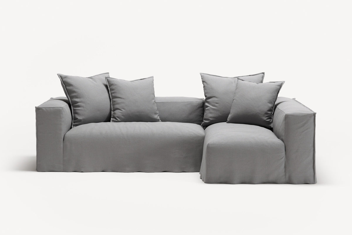 NOMAD - 3 Seater with Chaise Lounge - Right - Brushed Cotton Light Gray