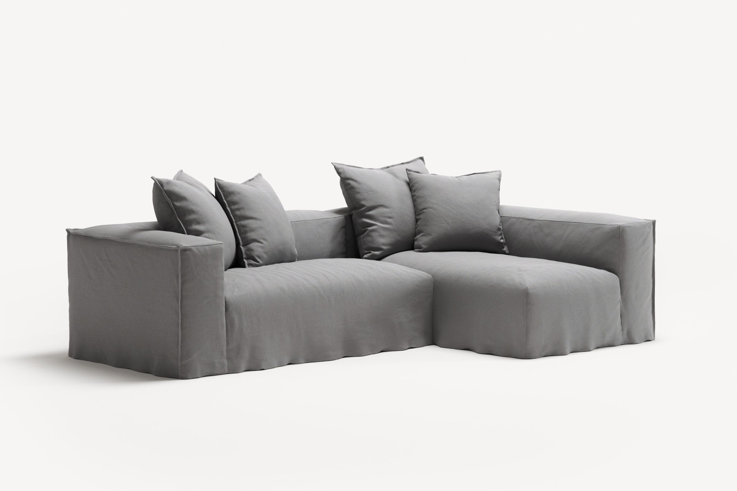 NOMAD - 3 Seater with Chaise Lounge - Right - Brushed Cotton Light Gray