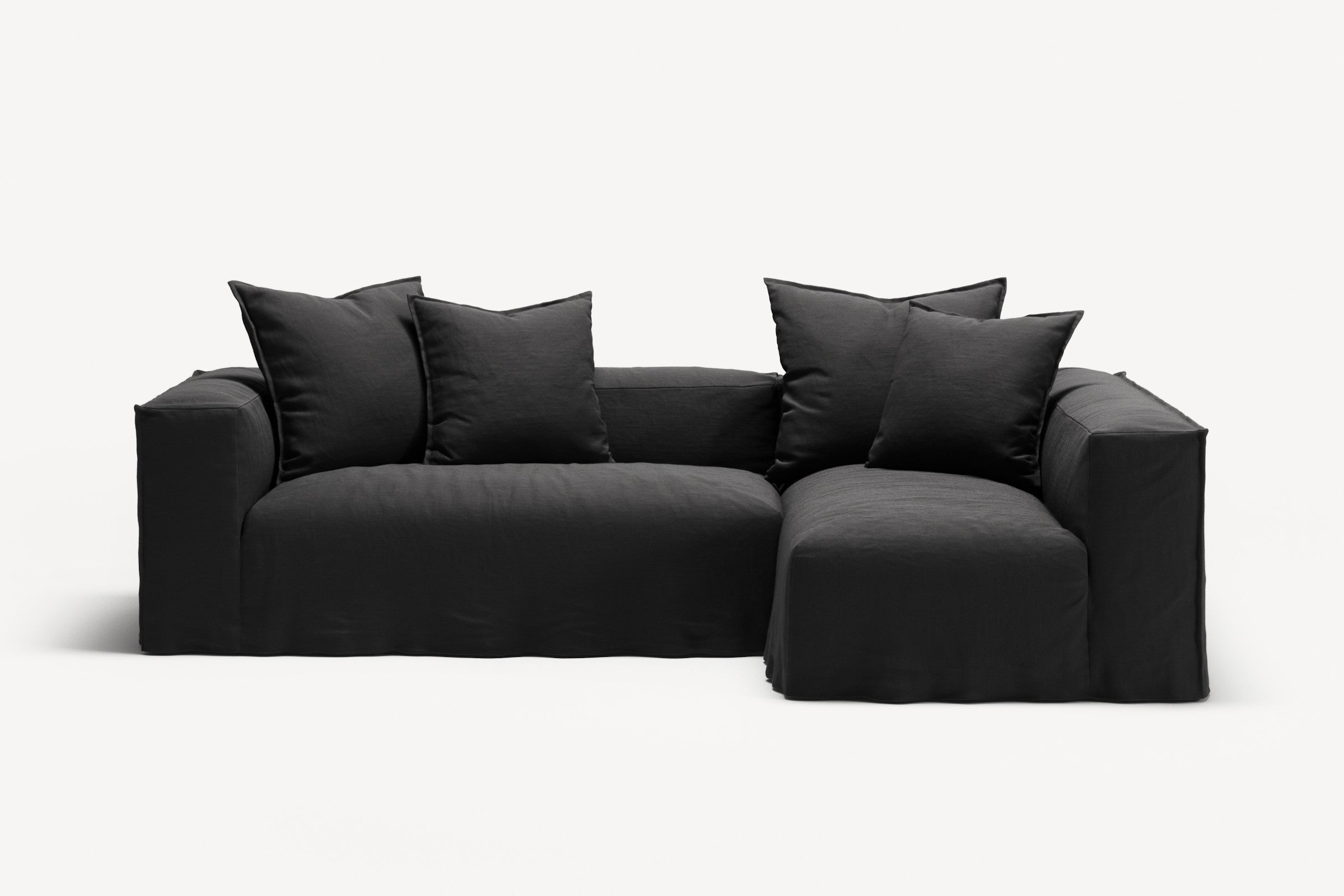 NOMAD - 3 Seater with Chaise Lounge - Right - Pure Linen Dark Charcoal