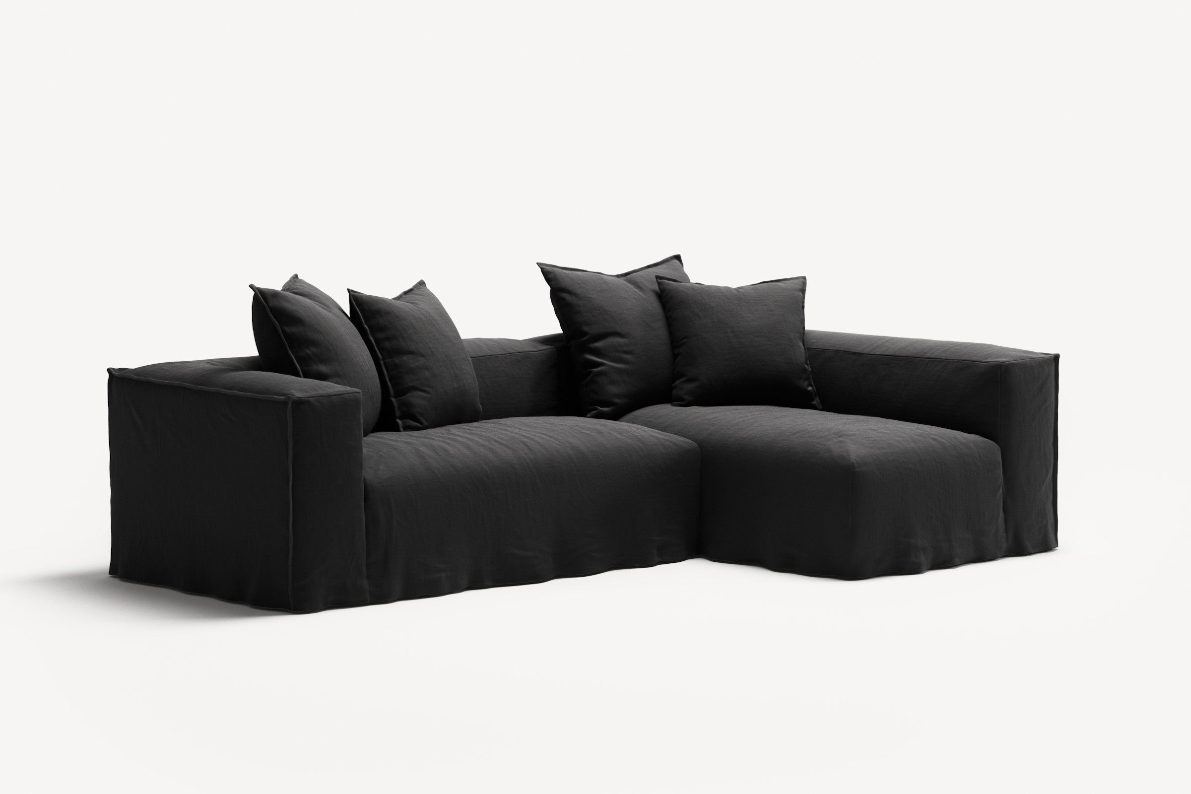 NOMAD - 3 Seater with Chaise Lounge - Right - Pure Linen Dark Charcoal