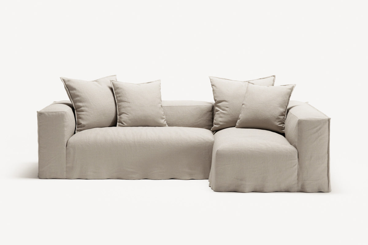 NOMAD - 3 Seater with Chaise Lounge - Right - Pure Linen Off-White