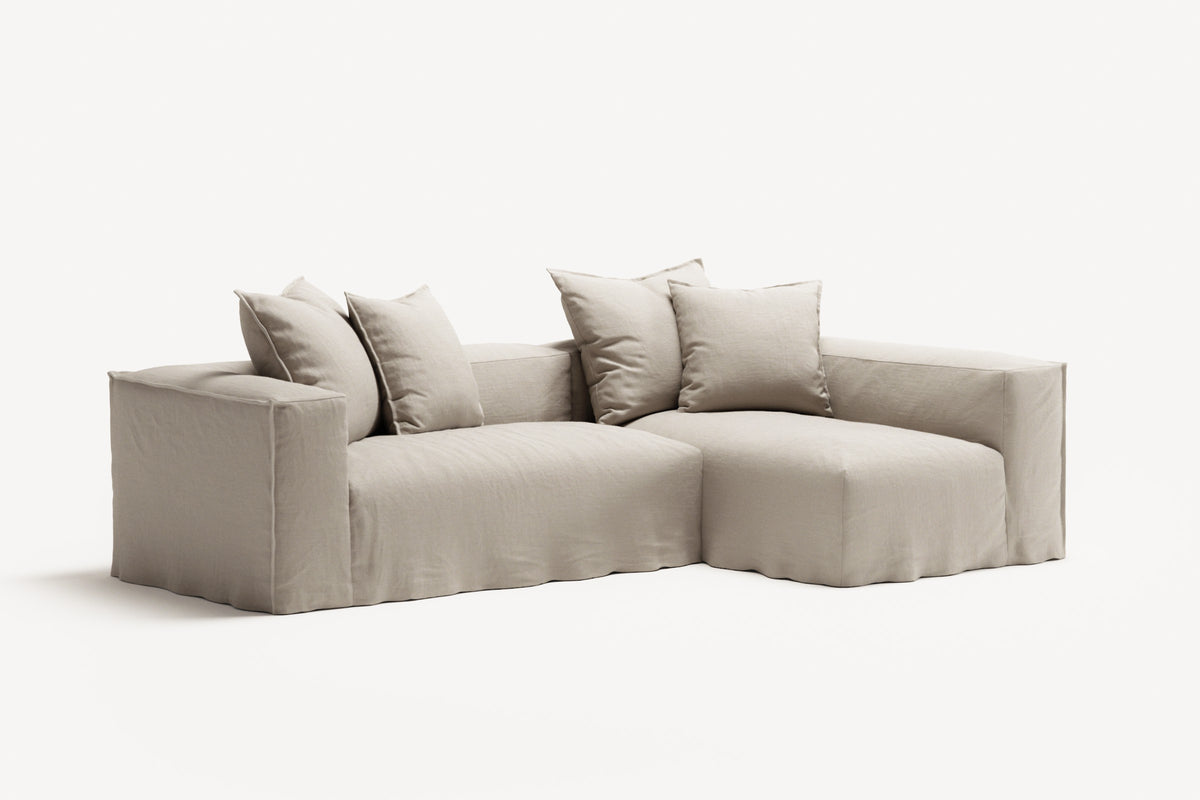NOMAD - 3 Seater with Chaise Lounge - Right - Pure Linen Off-White