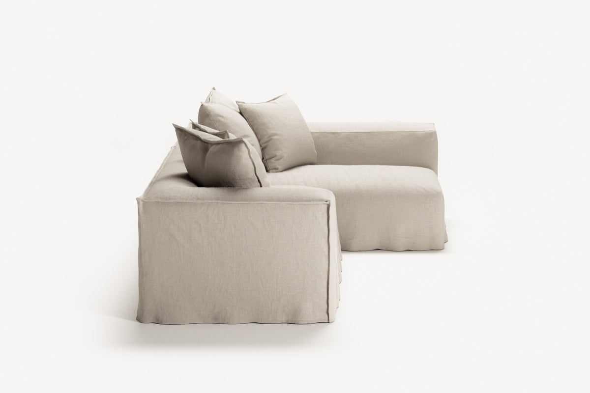 NOMAD - 3 Seater with Chaise Lounge - Right - Pure Linen Off-White