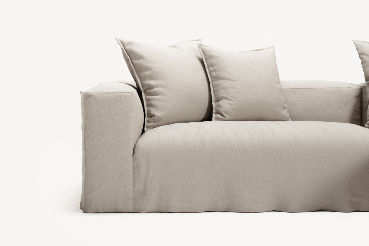 NOMAD - 3 Seater with Chaise Lounge - Right - Pure Linen Off-White
