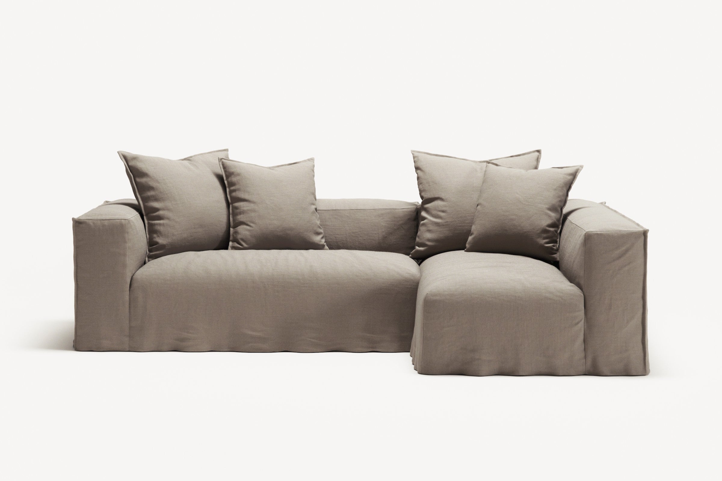 NOMAD - 3 Seater with Chaise Lounge - Right - Pure Linen Pale Gray