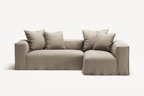 NOMAD - 3 Seater with Chaise Lounge - Right - Pure Linen Sandy Beige