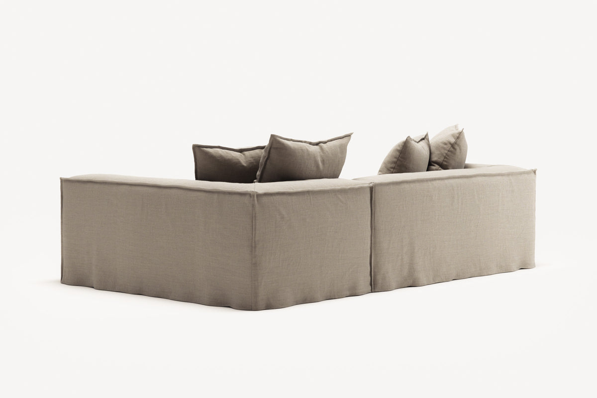 NOMAD - 3 Seater with Chaise Lounge - Right - Pure Linen Sandy Beige