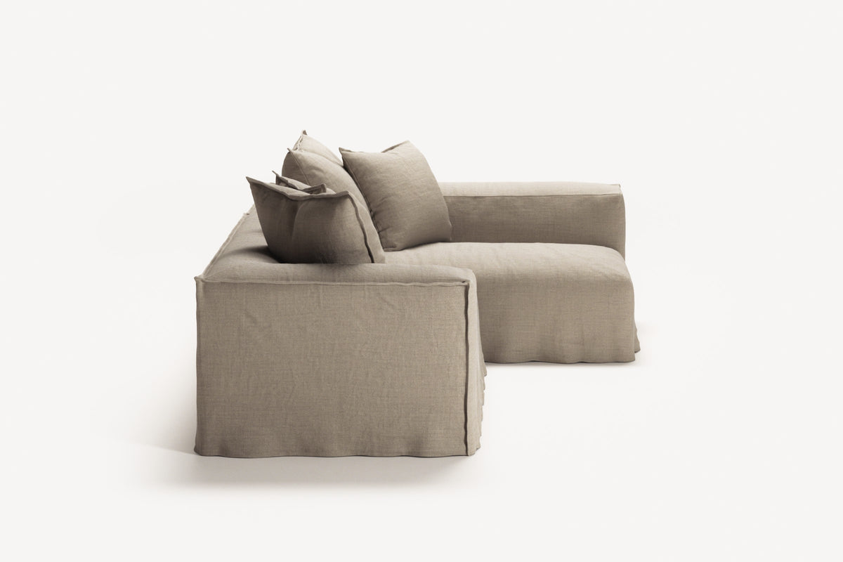 NOMAD - 3 Seater with Chaise Lounge - Right - Pure Linen Sandy Beige
