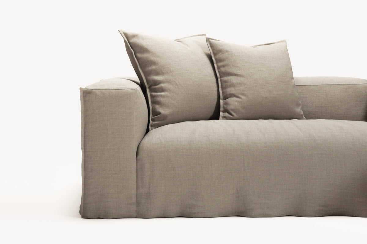 NOMAD - 3 Seater with Chaise Lounge - Right - Pure Linen Sandy Beige