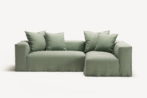NOMAD - 3 Seater with Chaise Lounge - Right - Pure Linen Vivid Green