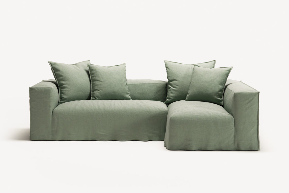 NOMAD - 3 Seater with Chaise Lounge - Right - Pure Linen Vivid Green