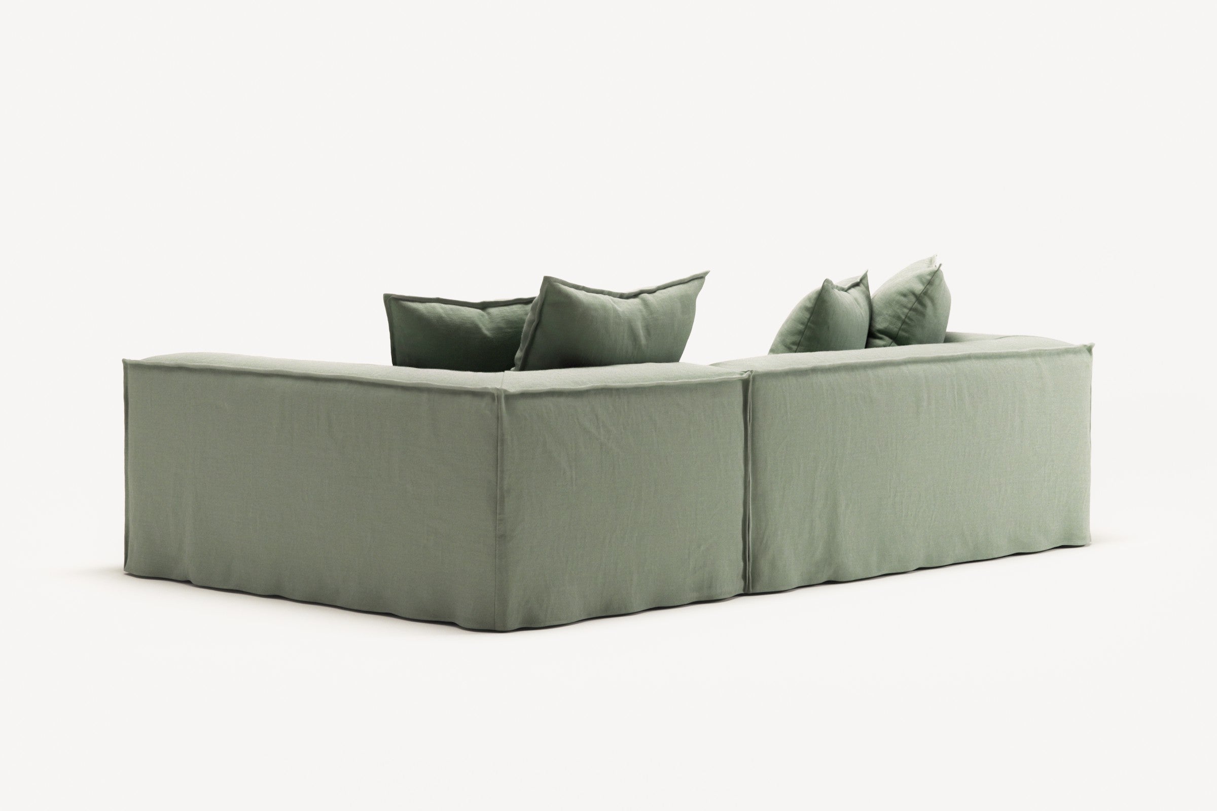 NOMAD - 3 Seater with Chaise Lounge - Right - Pure Linen Vivid Green