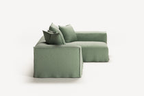 NOMAD - 3 Seater with Chaise Lounge - Right - Pure Linen Vivid Green