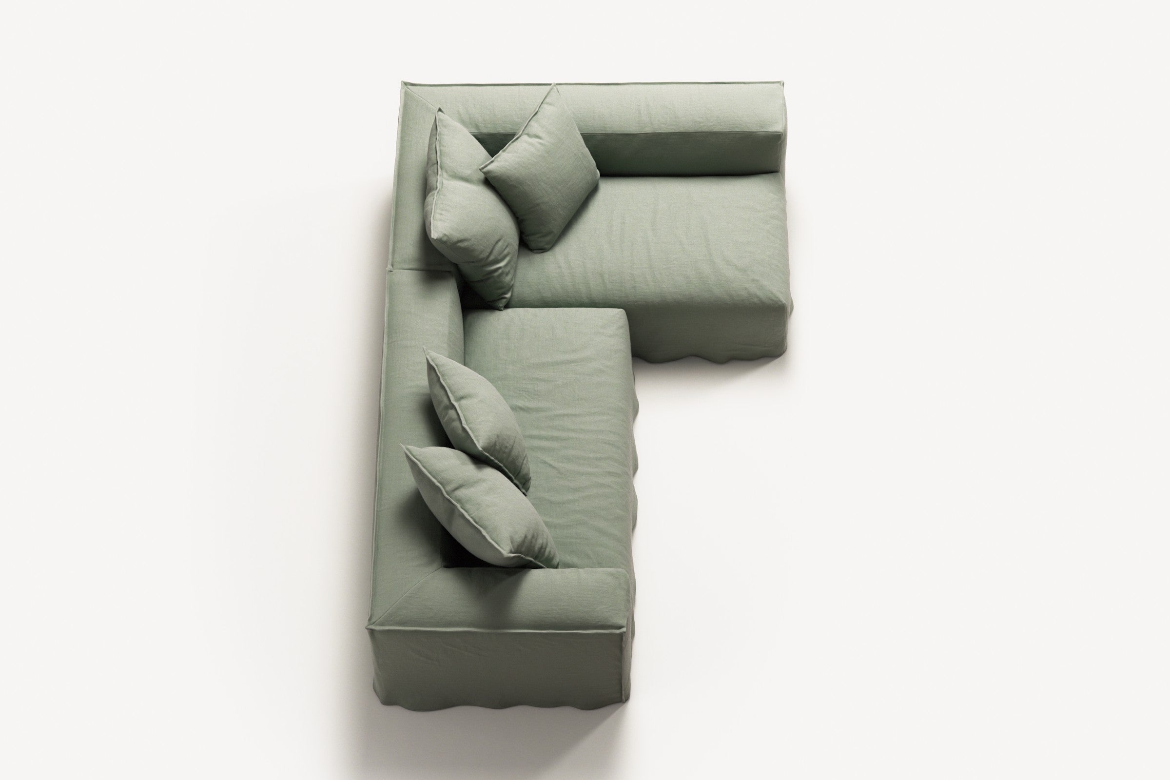 NOMAD - 3 Seater with Chaise Lounge - Right - Pure Linen Vivid Green