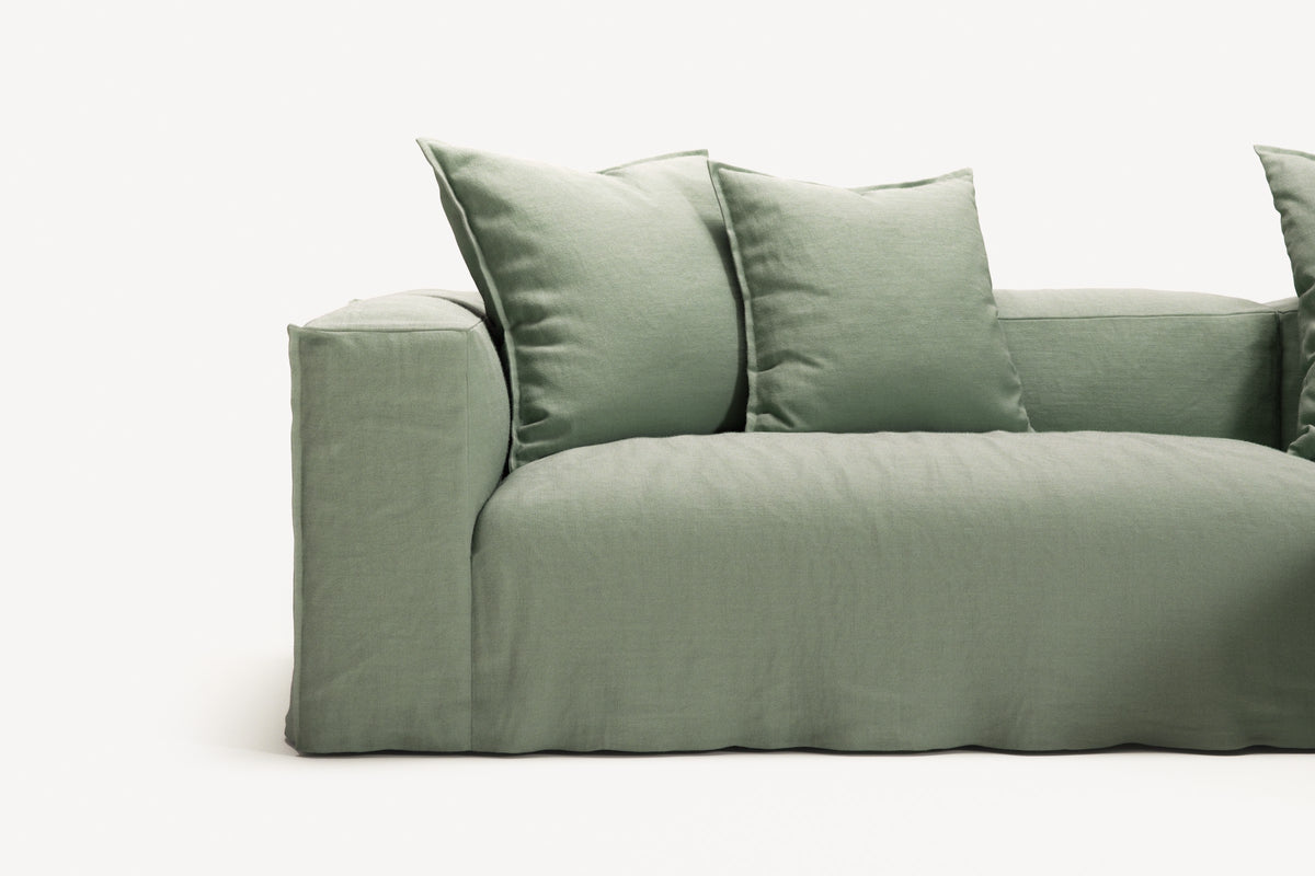 NOMAD - 3 Seater with Chaise Lounge - Right - Pure Linen Vivid Green
