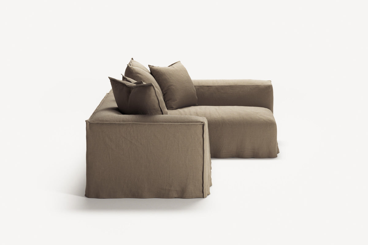 NOMAD - 3 Seater with Chaise Lounge - Right - Pure Linen Natural