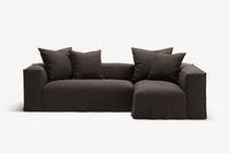 NOMAD - 3 Seater with Chaise Lounge - Right - Pure Linen Truffle Brown