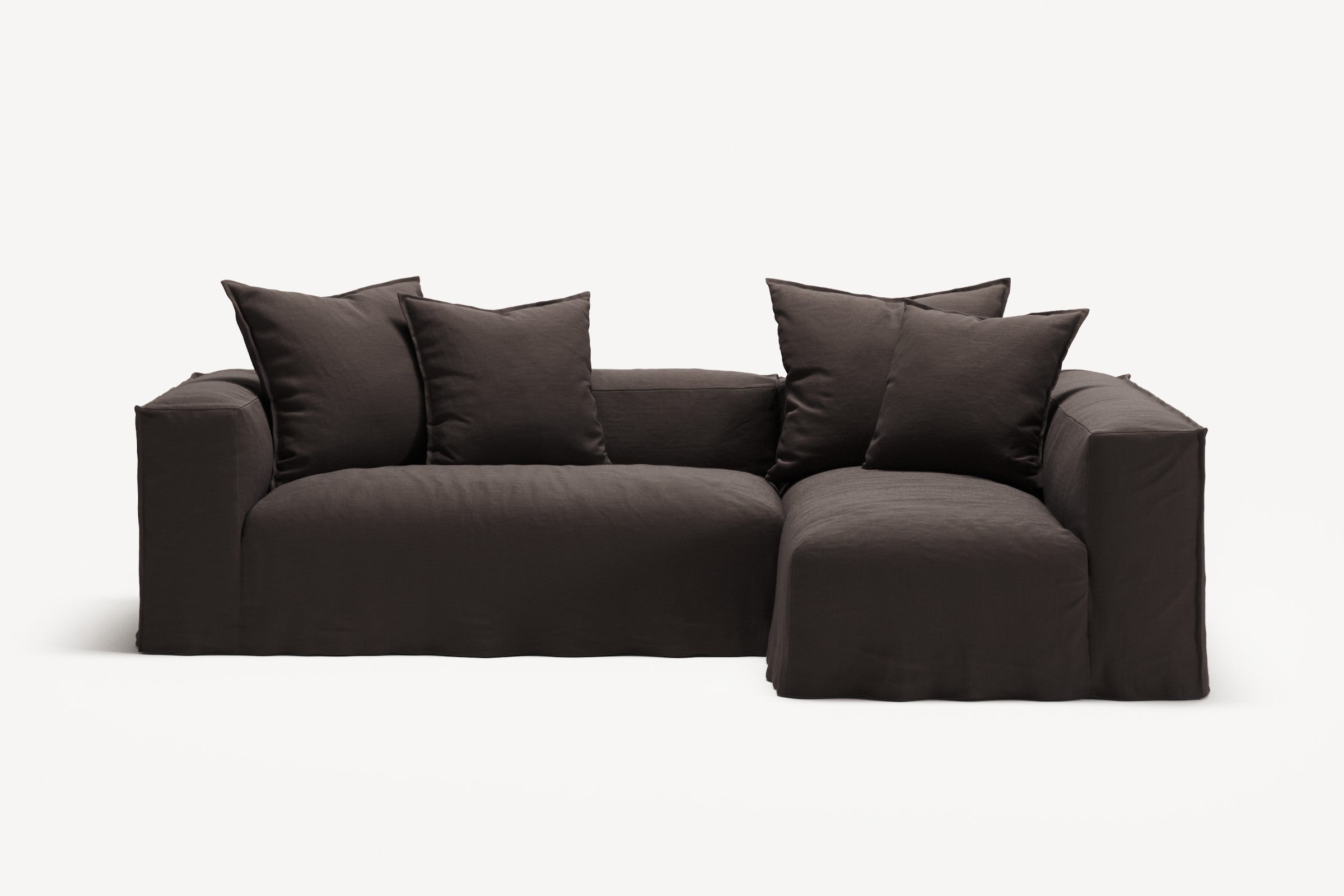 NOMAD - 3 Seater with Chaise Lounge - Right - Pure Linen Truffle Brown