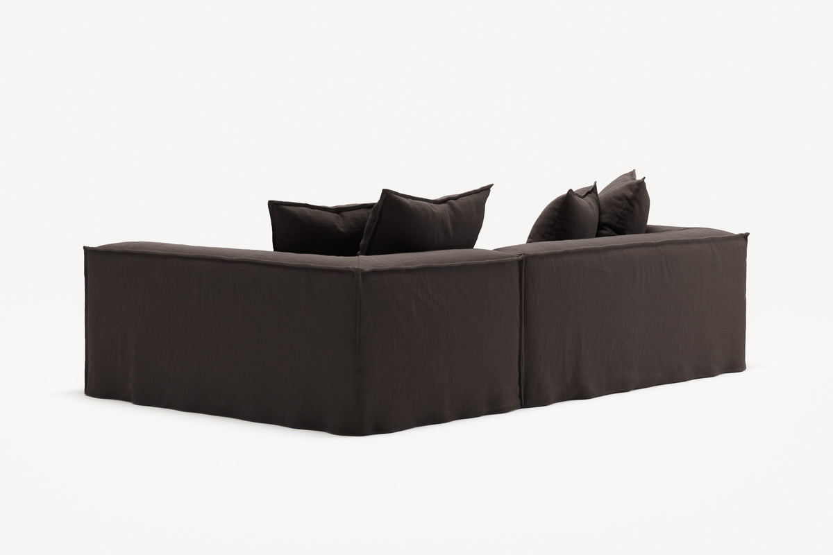NOMAD - 3 Seater with Chaise Lounge - Right - Pure Linen Truffle Brown