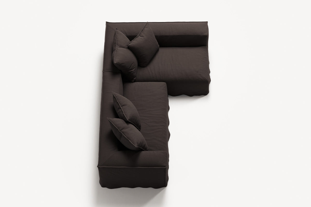 NOMAD - 3 Seater with Chaise Lounge - Right - Pure Linen Truffle Brown