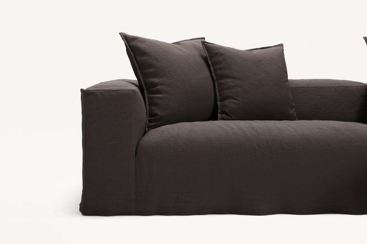NOMAD - 3 Seater with Chaise Lounge - Right - Pure Linen Truffle Brown