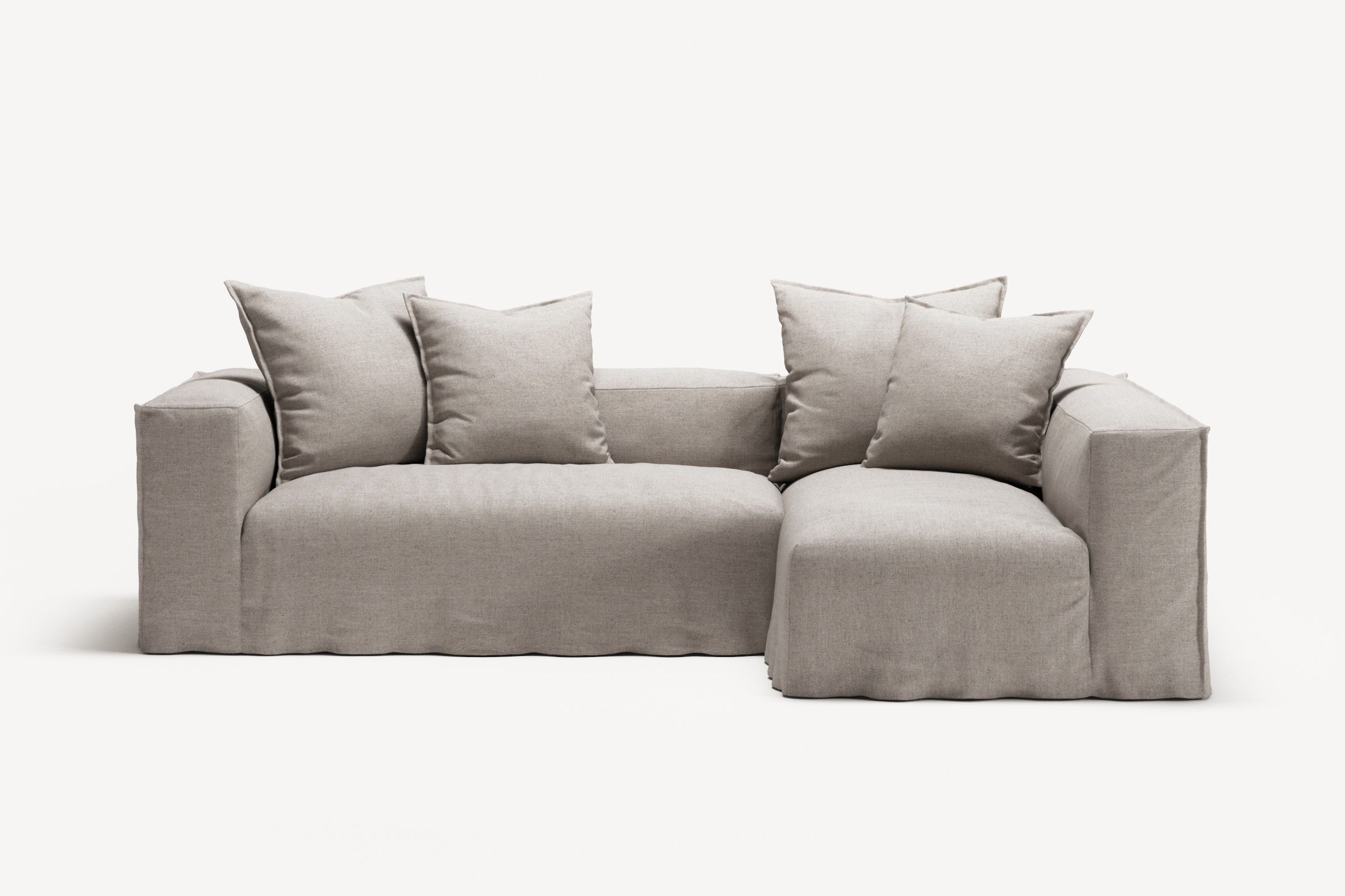 NOMAD - 3 Seater with Chaise Lounge - Right - Textured Blend Beige