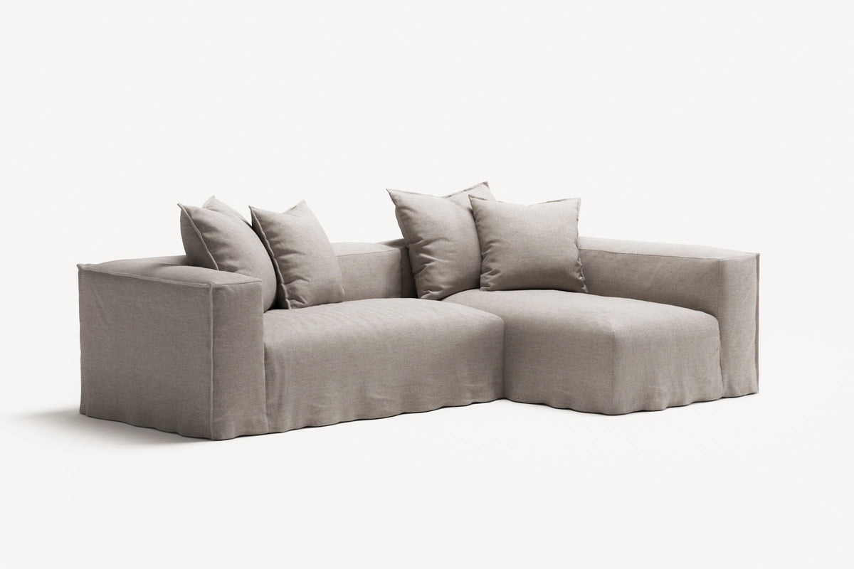 NOMAD - 3 Seater with Chaise Lounge - Right - Textured Blend Beige