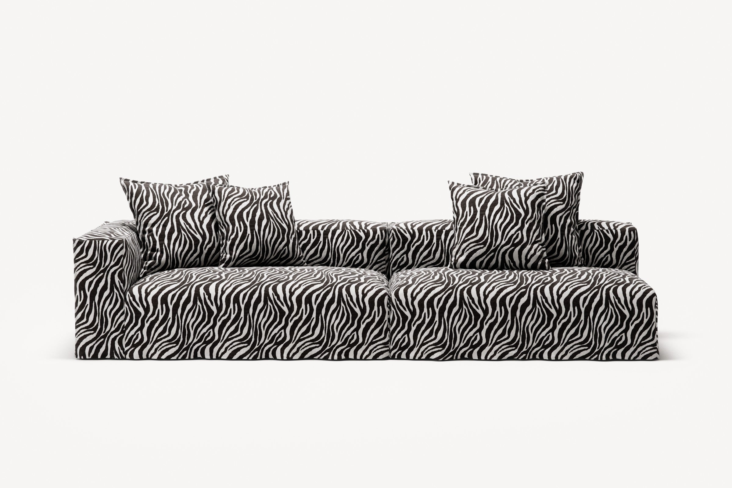 NOMAD - 3 Seat with open end - Right - Chenille Jacquard Zebra Black White