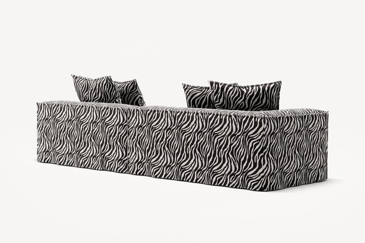 NOMAD - 3 Seat with open end - Right - Chenille Jacquard Zebra Black White