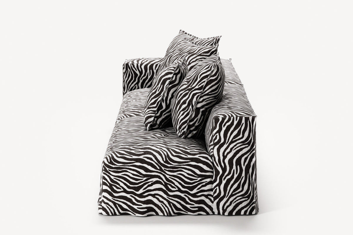 NOMAD - 3 Seat with open end - Right - Chenille Jacquard Zebra Black White