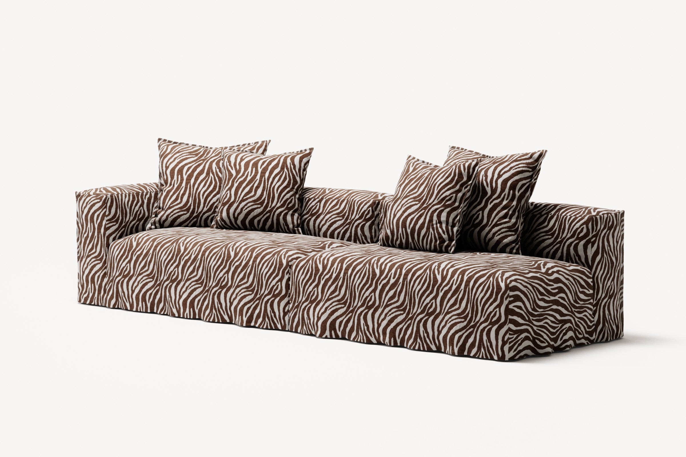 NOMAD - 3 Seat with open end - Right - Chenille Jacquard Zebra Brown White