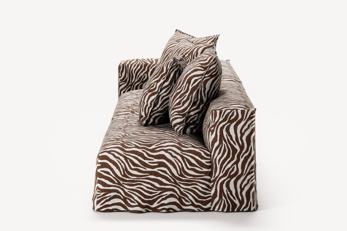 NOMAD - 3 Seat with open end - Right - Chenille Jacquard Zebra Brown White