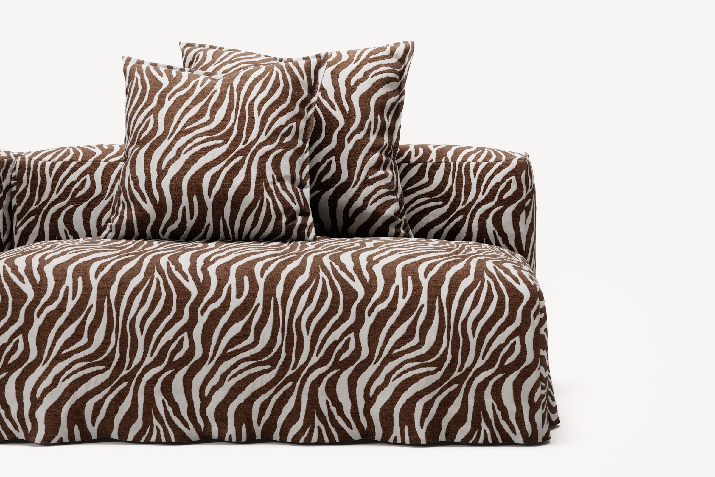 NOMAD - 3 Seat with open end - Right - Chenille Jacquard Zebra Brown White